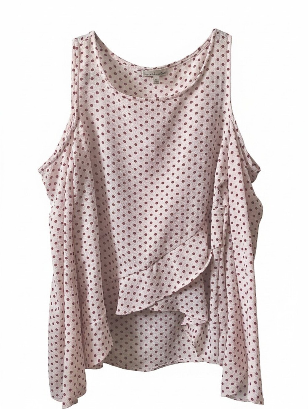 The Outfit Polka Dot Cold Shoulder Blouse Women’s Small White Red Ruffle Top